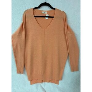 Size S/M Urban Daizy Womens Peach Orange V-Neck Oversized Tunic Sweater
